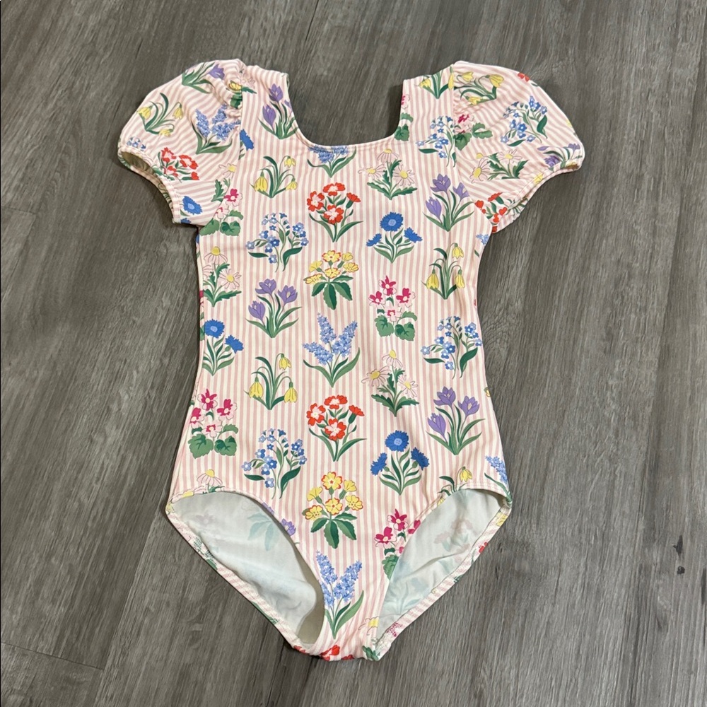 Mini Boden Pink Floral Kids Swim One Piece